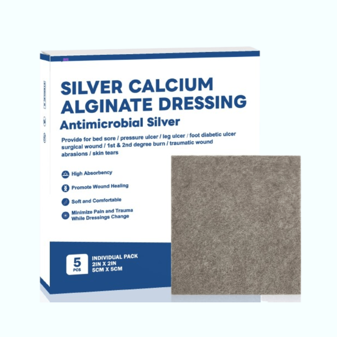 Silver Calcium Alginate Wound Pads, Soft, Absorbent (2x5 Pack)