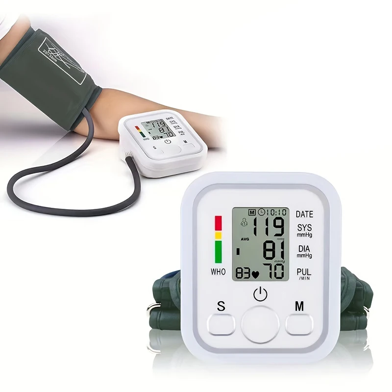 Automatic Digital Arm Blood Pressure Monitor – Heart Rate & Pulse Meter with Data Storage